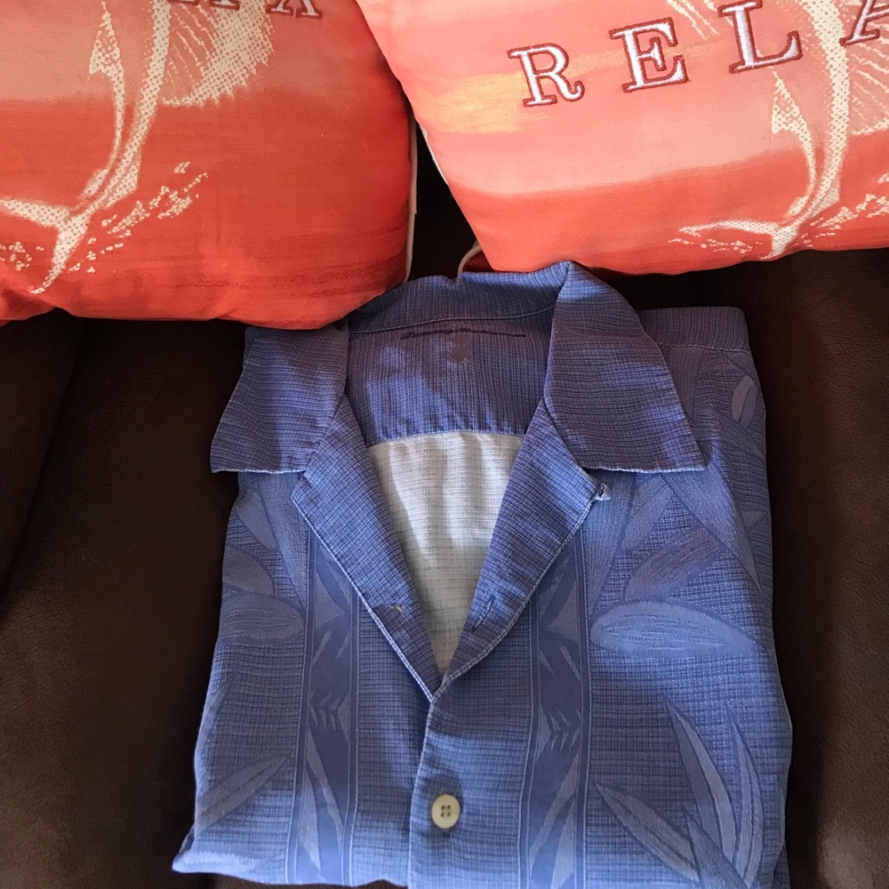 Tommy Bahama, Blue (Floral), Short Sleeve, X-Large